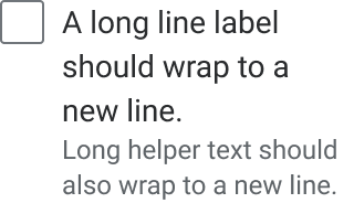 The checkbox's label and helper text each wrap to multiple lines when they meet the edge of an implied container around the checkbox.