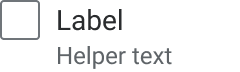 A checkbox with label includes sample helper text immediately below the label. The helper text is aligned to the left edge of the label text and both are positioned to the right of the checkbox input.