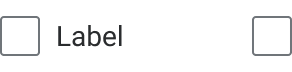 Two checkboxes are compared side-by-side. The left checkbox includes a label positioned to the right of the checkbox input. The right checkbox does not include a label.