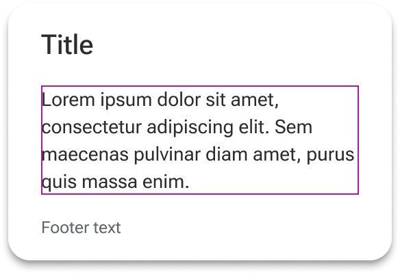 A blue rectangle highlights the position of the default slot in between the header and footer slots. The default slot includes a sample string of text.
