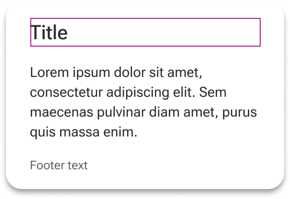 A blue rectangle highlights the position of the header slot, just above the default and footer slots. The header includes placeholders for a title immediately above a subtitle.