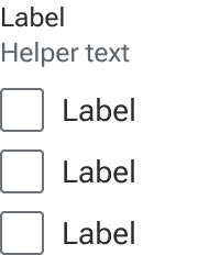 Sample helper text is displayed between the checkbox group label and a series of vertically stacked checkboxes.