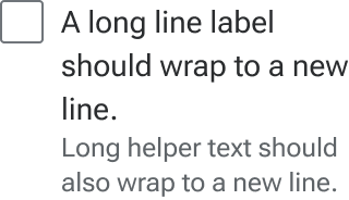 The checkbox's label and helper text each wrap to multiple lines when they meet the edge of an implied container around the checkbox.