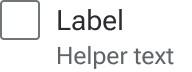 A checkbox with label includes sample helper text immediately below the label. The helper text is aligned to the left edge of the label text and both are positioned to the right of the checkbox input.