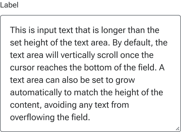 The input field of a text area hugs multiple lines of sample value text.