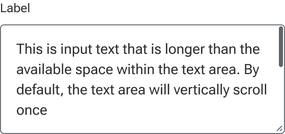 Three lines of sample value text are implied to overflow the fixed height of the text area's input field. A pill-shaped scrollbar is aligned just within the right edge of the field.