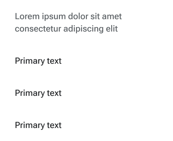 The list group subheader text wraps to a second line when it meets the edge of an implied container around the group.