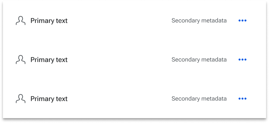 A series of three list items with sample content are grouped together within an implied container.