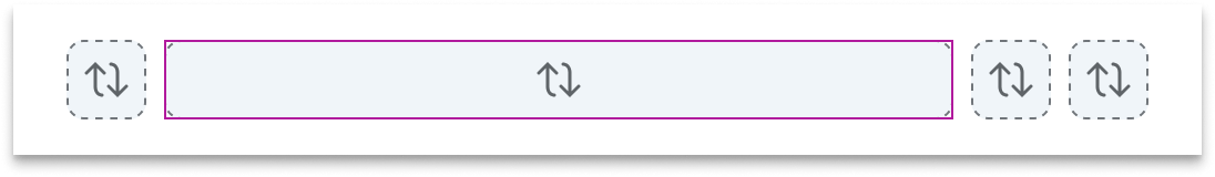 A blue rectangle highlights the position of the text slot in between a slot to its left and two slots to its right.