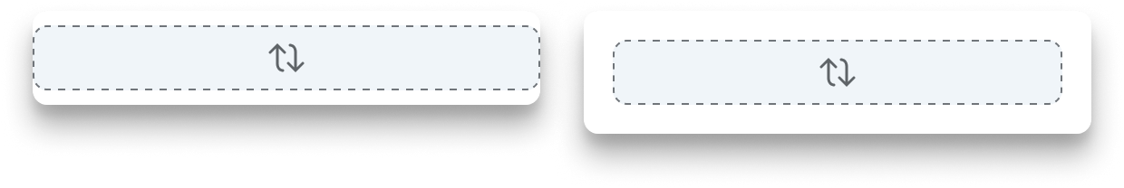 Two menus are compared side-by-side. The default slot of the left menu fills the entire width of the menu container and includes padding equal to the radius of container corners. The default slot of the right menu includes equidistant padding between it and the menu container.