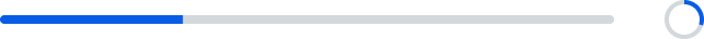 Two progress indicators are compared side-by-side. The left example is a gray pill-shaped bar. A blue bar fills about one-third of the gray one starting from the left. The right example is a gray circular outline. A blue outline starts at the top of the circle and fills about one-third of the way around the circle.