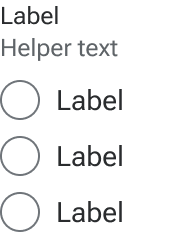 Sample helper text is displayed between the radio group label and a series of vertically stacked radios.