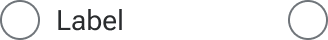 Two radios are compared side-by-side. The left radio includes a label positioned to the right of the radio input. The right radio does not include a label.