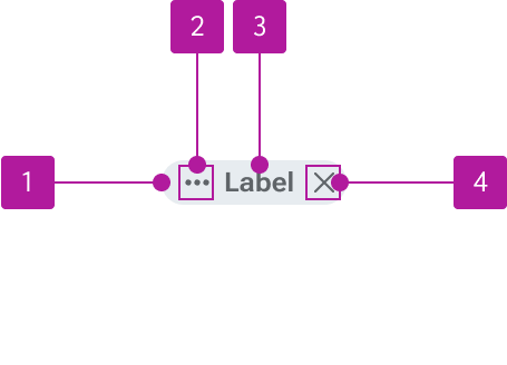 Anatomy diagram numbering four elements of a tag.