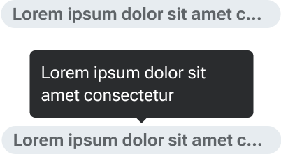 A tag with a truncated label and another instance of the same tag with a tooltip displayed above the label