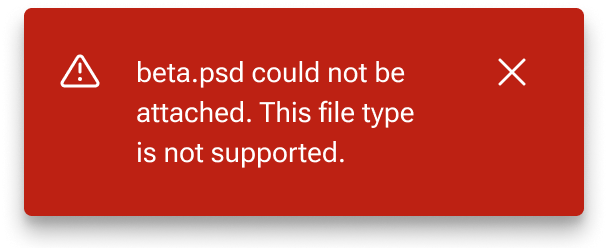 A sample message wraps to multiple lines when it meets the invisible boundary formed by the 'X' dismiss button within the fixed-width toast.