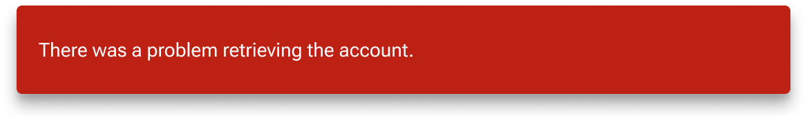 The error message 'An error occurred' is placed within a negative notification.