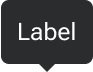 An arrow is positioned along the bottom edge of a rounded rectangle that includes sample label text. The arrow is horizontally-centered with the label.