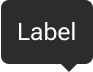 An arrow is positioned along the bottom edge of a rounded rectangle that includes sample label text. The arrow is inset to align with the right edge of the label.