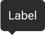 An arrow is positioned along the bottom edge of a rounded rectangle that includes sample label text. The arrow is inset to align with the left edge of the label.