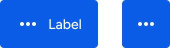 One button includes an icon to the left of label and expands to fit both. A second button includes only an icon and is perfectly square.
