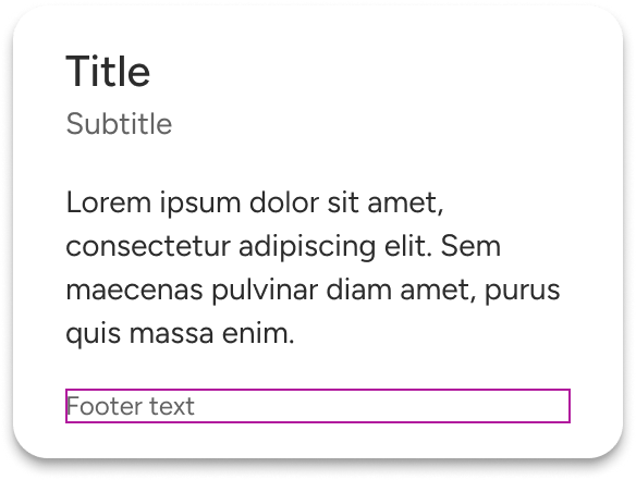 A blue rectangle highlights the position of the footer slot, just below the header and default slots. The footer slot includes placeholder text.