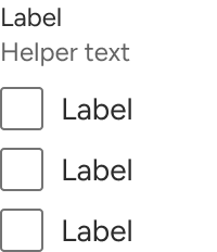 Sample helper text is displayed between the checkbox group label and a series of vertically stacked checkboxes.