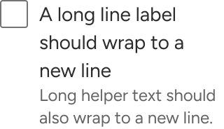The checkbox's label and helper text each wrap to multiple lines when they meet the edge of an implied container around the checkbox.