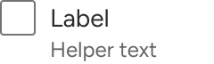 A checkbox with label includes sample helper text immediately below the label. The helper text is aligned to the left edge of the label text and both are positioned to the right of the checkbox input.