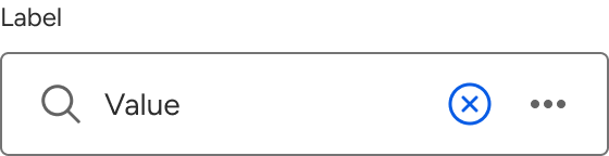 The input includes a label above a field that includes a sample value and a right-aligned icon that displays an X contained within a circle. A second icon is positioned immediately to the right of the circled X.