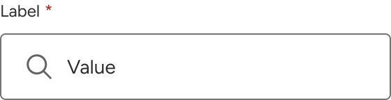 An input includes an indicator styled as a red asterisk to the right of the label.