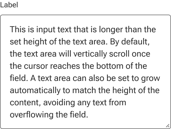 The input field of a text area hugs multiple lines of sample value text.