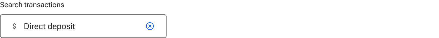 The input includes a label above a field that includes a sample value and a right-aligned icon that displays an X contained within a circle.