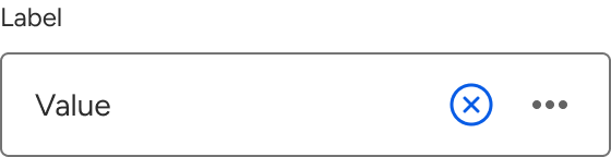 The input includes a label above a field that includes a sample value and a right-aligned icon that displays an X contained within a circle. A second icon is positioned immediately to the right of the circled X.