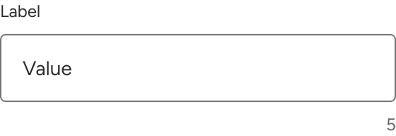 A numeric counter displaying only the current number of characters is positioned below an input field and aligned to the right.