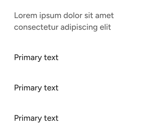 The list group subheader text wraps to a second line when it meets the edge of an implied container around the group.