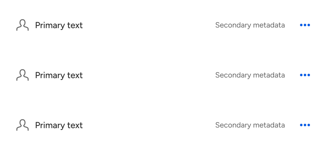 A series of three list items with sample content are grouped together within an implied container.