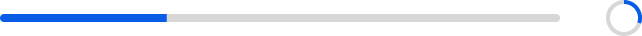 Two progress indicators are compared side-by-side. The left example is a gray pill-shaped bar. A blue bar fills about one-third of the gray one starting from the left. The right example is a gray circular outline. A blue outline starts at the top of the circle and fills about one-third of the way around the circle.