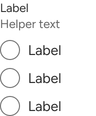 Sample helper text is displayed between the radio group label and a series of vertically stacked radios.