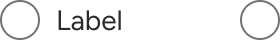 Two radios are compared side-by-side. The left radio includes a label positioned to the right of the radio input. The right radio does not include a label.