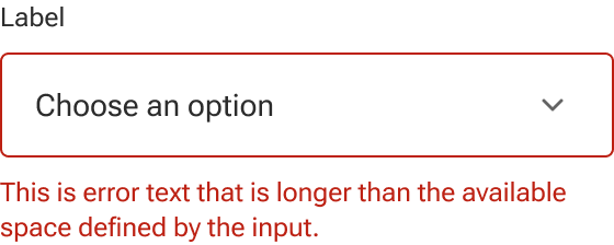 The error text of the select wraps to a second line when it meets the edge of an implied container around the select.