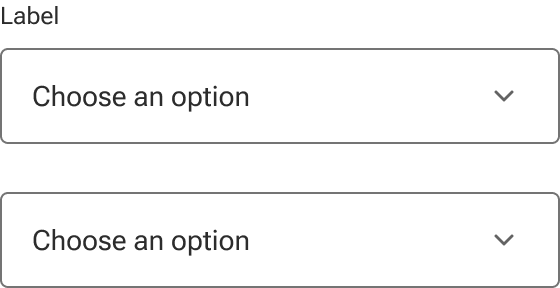 The top select displays a sample label immediately above an input field. The bottom select does not include a label.