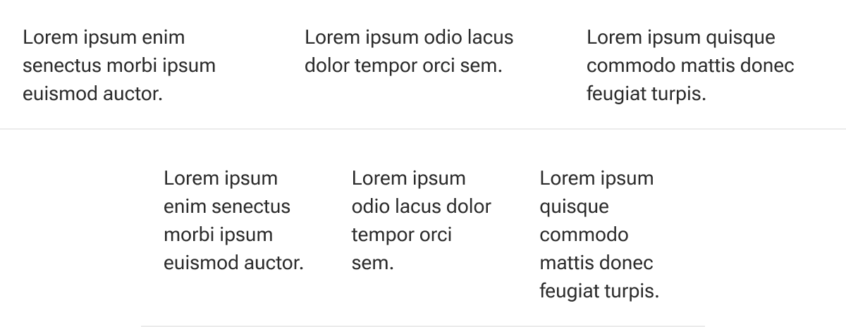 Two separate sample table rows are displayed. The wider first row shows the cell content at a relatively comfortable reading length and only wrapping to a few lines. The second row is narrower than the first causing the cell content to wrap after only a couple of words and on to at least four lines.
