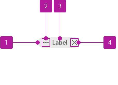 Anatomy diagram numbering four elements of a tag.