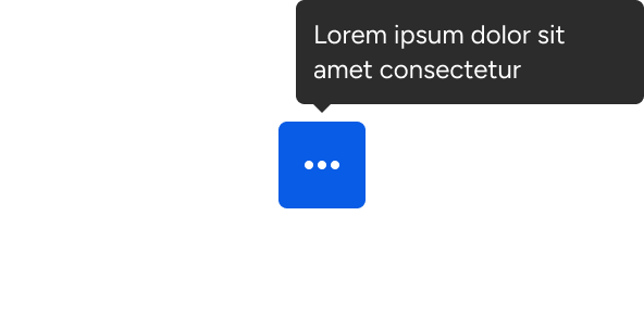 A tooltip is positioned above an icon-only button. Sample label text within the tooltip wraps to two lines at a point defined by the tooltip's maximum width.
