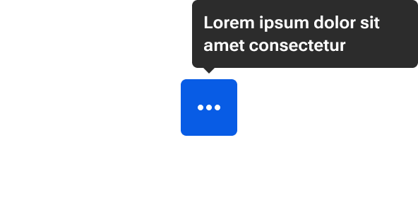 A tooltip is positioned above an icon-only button. Sample label text within the tooltip wraps to two lines at a point defined by the tooltip's maximum width.