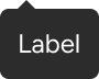 An arrow is positioned along the top edge of a rounded rectangle that includes sample label text. The arrow is inset to align with the left edge of the label.