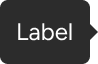 An arrow is positioned along the right edge of a rounded rectangle that includes sample label text. The arrow is vertically-centered with the label.
