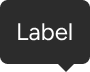 An arrow is positioned along the bottom edge of a rounded rectangle that includes sample label text. The arrow is inset to align with the right edge of the label.