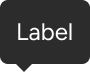 An arrow is positioned along the bottom edge of a rounded rectangle that includes sample label text. The arrow is inset to align with the left edge of the label.